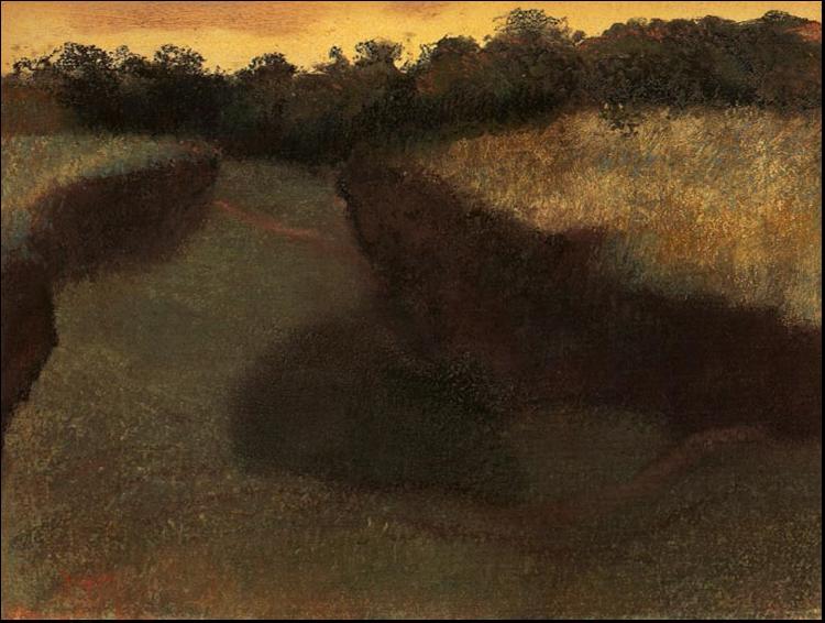 Edgar Degas Wheatfield and Row of Trees oil painting picture